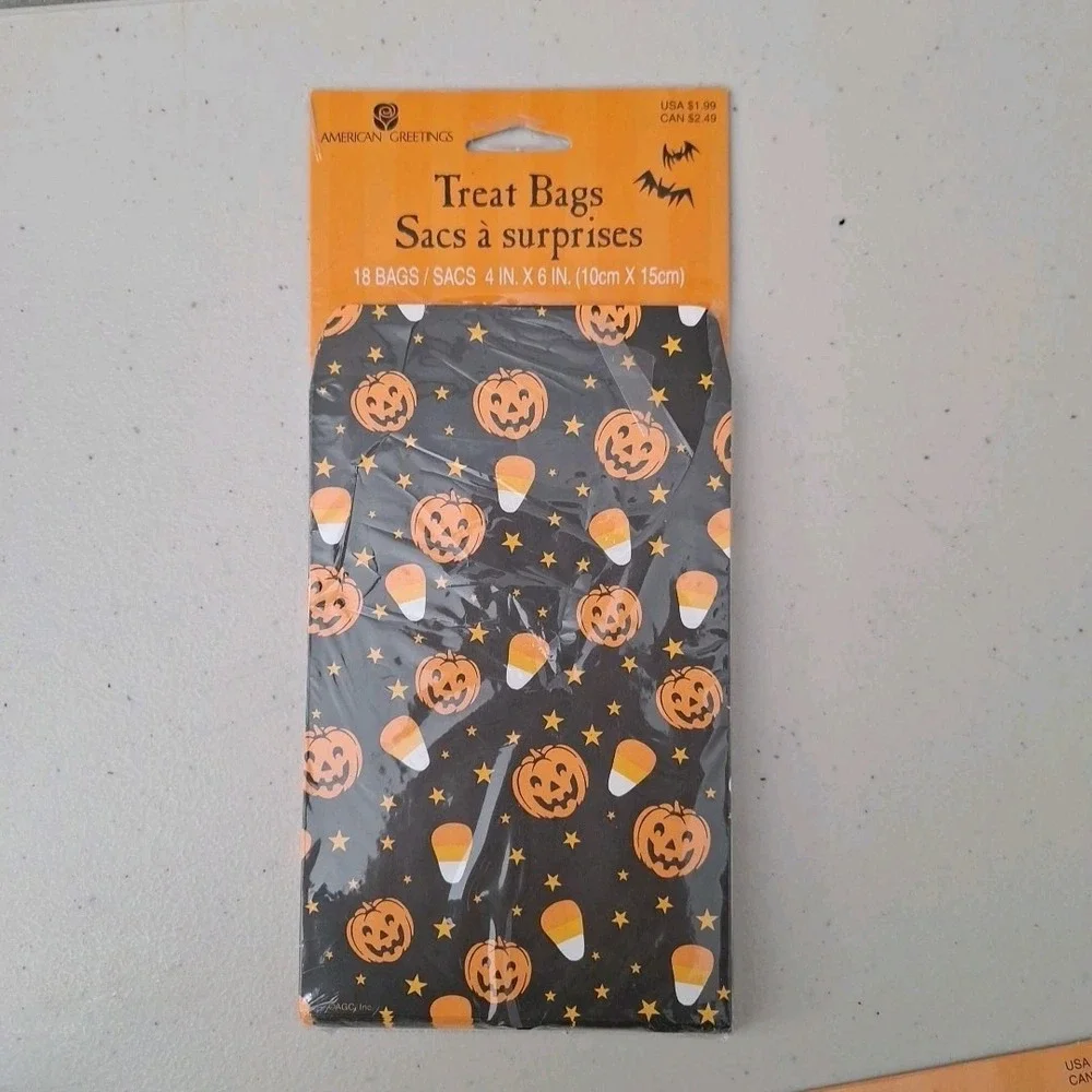 3 Vintage American Greetings Halloween Treat Bags 'Trick or Treat' Ghost Pumpkin